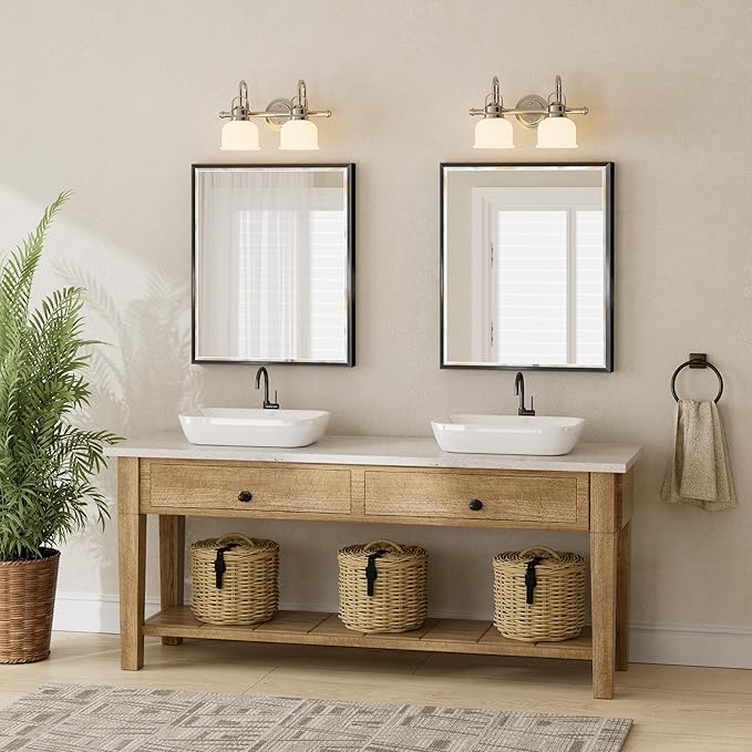 Black Framed Mirror for Bathroom, 30x36 Inch Black Rectangle Beveled Bathroom