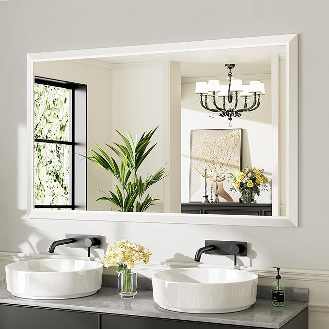 60x36 Inch White Bathroom Mirror