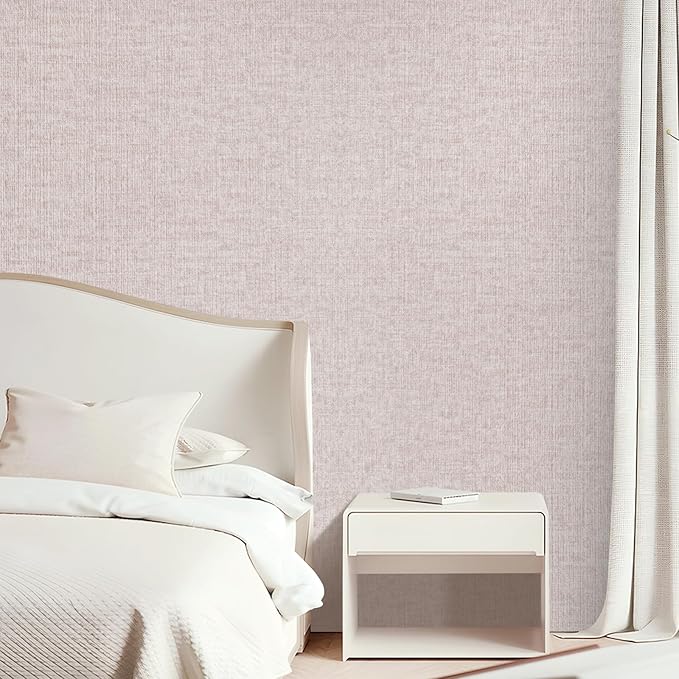 Beige Grasscloth Peel and Stick Wallpaper, Modern Textured Wallpaper 15.75inch