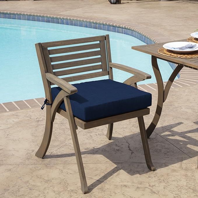 Arden Foam Outdoor Seat Cushions (4-Pack), 19 x 19, Premium High-Density Foam, Never Flattens, Weather-Proof for Outdoor Chairs Sapphire Blue Leala