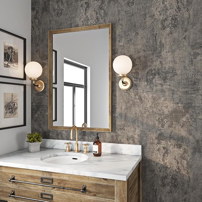 Livelynine 15.8x394 Peel and Stick Wallpaper Concrete Look Brown Masculine Dark