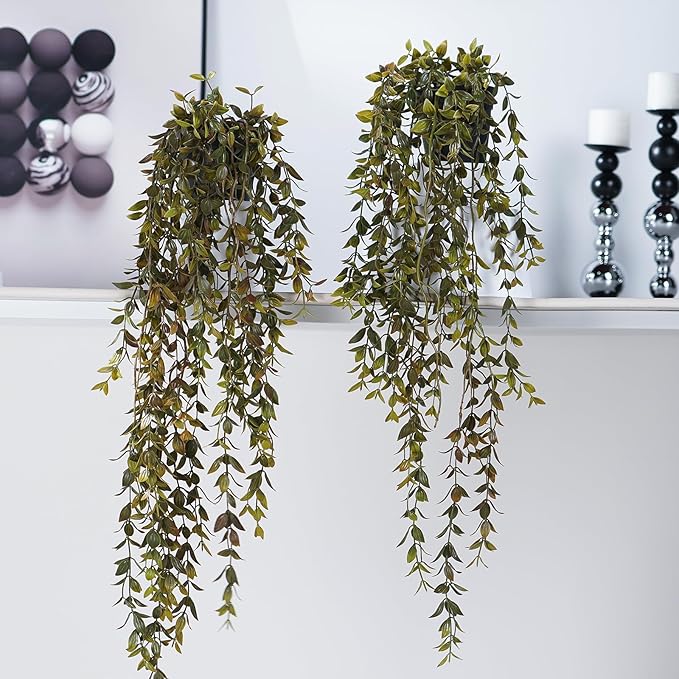 Artificial Hanging Plant 2 Pcs Faux Plant Ivy Vine Faux Eucalyptus Vines Fake