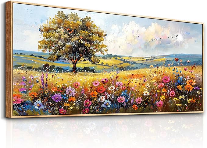 hyidecorart Large Framed Wall Art, Spring Landscape Wall Art, Nature Tree