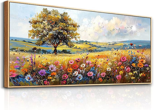 hyidecorart Large Framed Wall Art, Spring Landscape Wall Art, Nature Tree