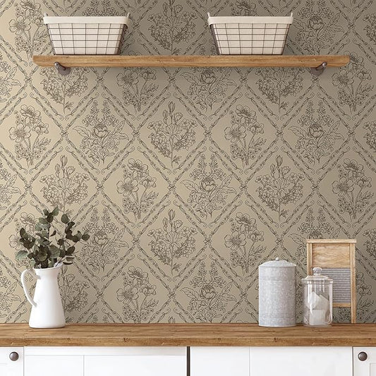 Toduso Peel and Stick Wallpaper Vintage Wall Paper Boho Contact Paper Brown