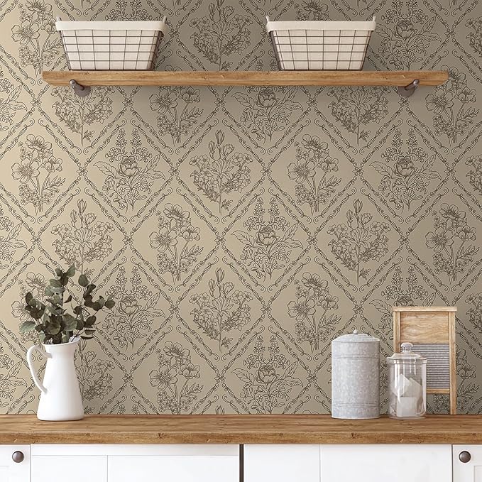 Toduso Peel and Stick Wallpaper Vintage Wall Paper Boho Contact Paper Brown