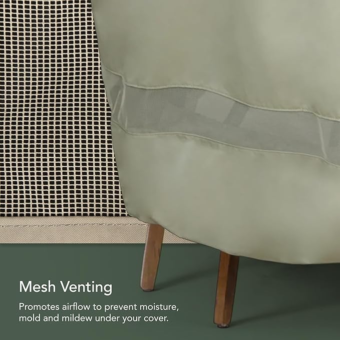 Covermates Elite Outdoor Patio Sofa Cover – Water-Resistant 300D Polyester, Double-Stitched Seams, Elastic Hem, Auto-Locking Drawcord & Mesh Vent for Moderate Weather, 58W x 40D x 40H, Khaki
