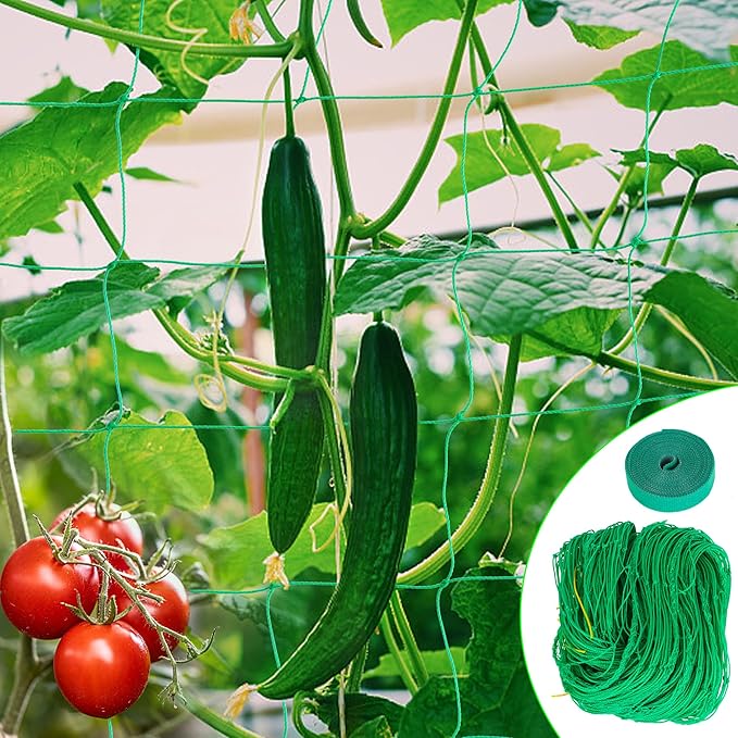 Garden Trellis Netting for Climbing Plants Outdoor Heavy Duty 27 Strands & 4x4 Inch Mesh Plant Climbing Net Strong Support for Clematis Tomatoes Cucumber Vine Plantsï¼5.9x11.8FTï¼
