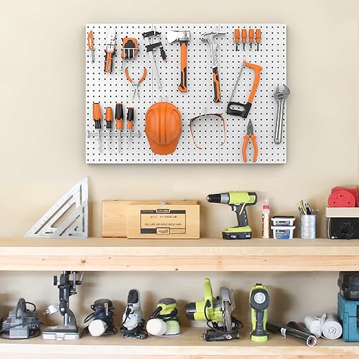 Pegboard Smith Metal Pegboard Panels 12" x 24", 3 Pack Grey Wall Mounted Tool
