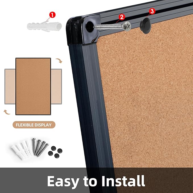 Extra Large Cork Bulletin Board 60" X 36", Wall Mounted Notice Pin Board