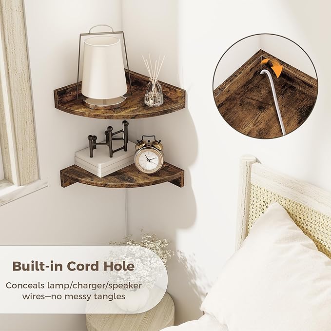 Corner Shelves 3-Pack for Bathroom & Kitchen, Space-Saving Floating Corner Wall