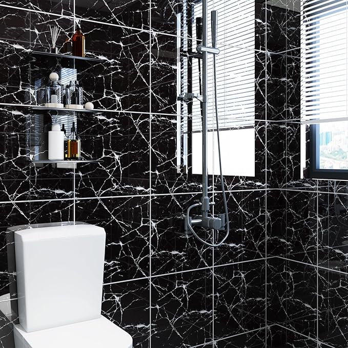 10pcs Peel and Stick Tile Shower Waterproof Marble Tiles Wall Panels,
