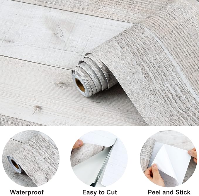 Wenmer Grey Wood Shiplap Peel and Stick Wallpaper