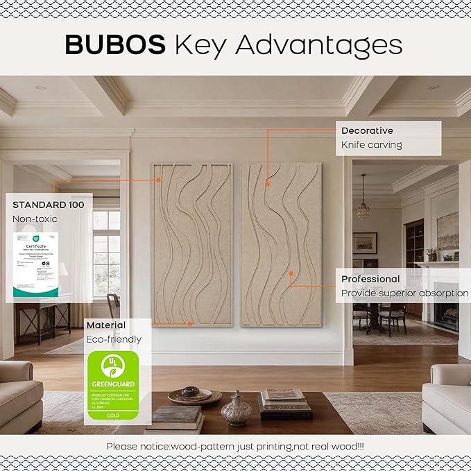 BUBOS 4 Pack Large Acoustic Panels, Total-Size 47.2 x 23.6 Inches Soundproof