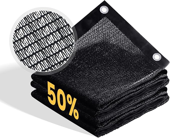 VICLLAX 50% Shade Cloth, 10x11FT Durable Black Mesh Trap with Every 3 FT Grommet, Sun Shade Fabric Netting for for Plants Cover, Greenhouse, Chicken Coop, Barn Kennel, Garden Patio