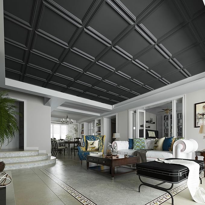 Art3d 12-Pack Drop Relief Ceiling Tiles