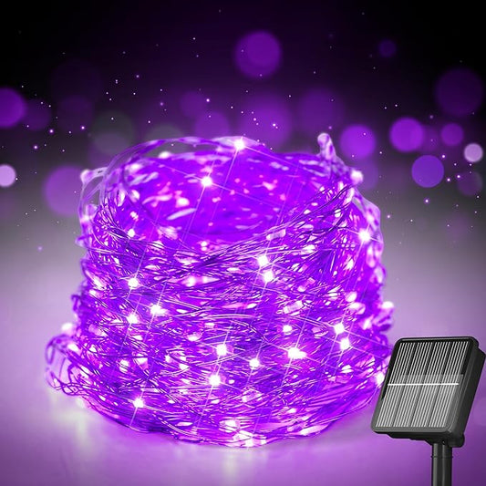 Selarlyt Solar String Lights for Outside, 72Ft 200 LED Solar Fairy Lights with 8 Modes, Solar Powered Fairy Lights Waterproof for Waterproof for Christmas Tree Garden Party Wedding Decor.ï¼Purpleï¼