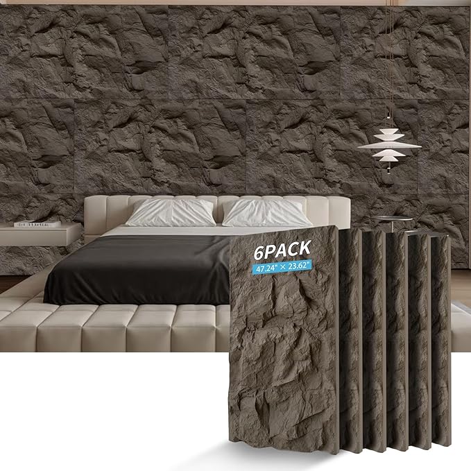 3D Faux Stone Wall Panels, Lightweight & Waterproof Accent Marble Rock Skin