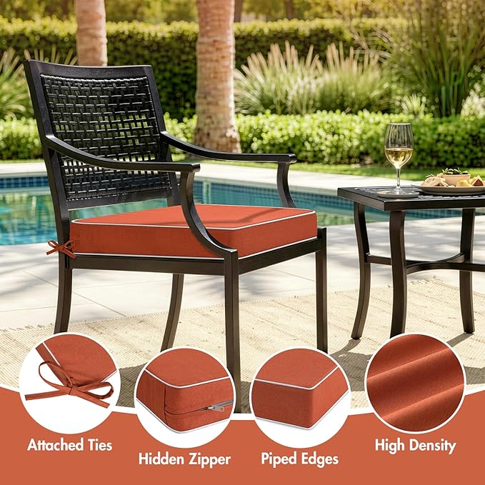 MIULEE Orange Outdoor Bench Cushion Set of 1, 48x18x3 Inch Waterproof Patio Seat Cushions for Swing and Outdoor Furniture Couch Sofa, 3 Year Color Fastness High Density Foam with Adjustable Ties
