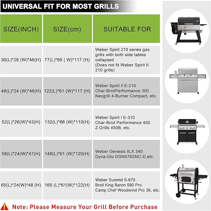 Grill Cover for Outdoor Grill, 48 Inch BBQ Grill Cover 420D Heavy Duty Waterproof with Air Vents/Handles/Straps, Weather Resistant Barbecue Gas Grill Cover for Weber, Genesis, Charbroil, etc