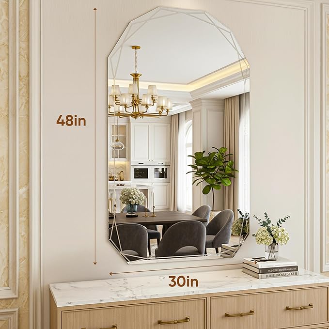 Suidia Bathroom Mirror, Frameless Bathroom Mirror