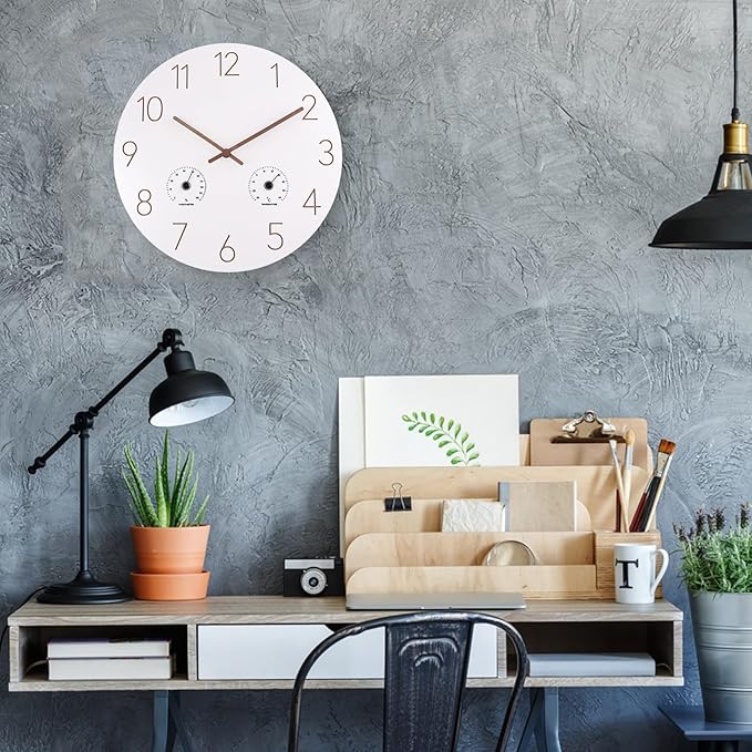 14 Inch Wall Clock, Wooden Frame Wall Clocks Decorative