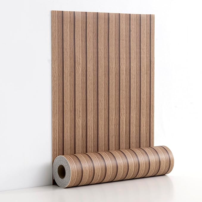 Haimin Wood Grain Slat Wall Panels Peel and Stick Faux Wood Thick Wallpaper
