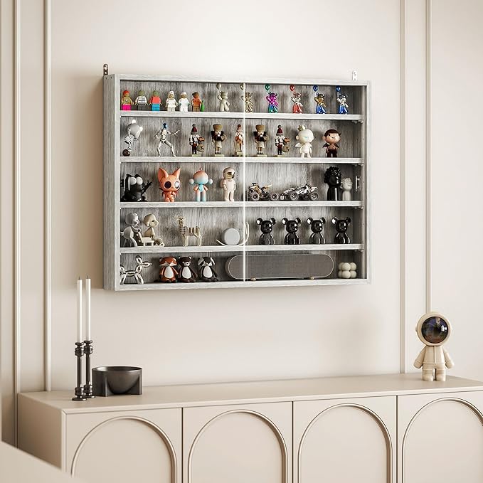 HOMCOM 5-Tier Display Cabinet, Glass Door Cabinet