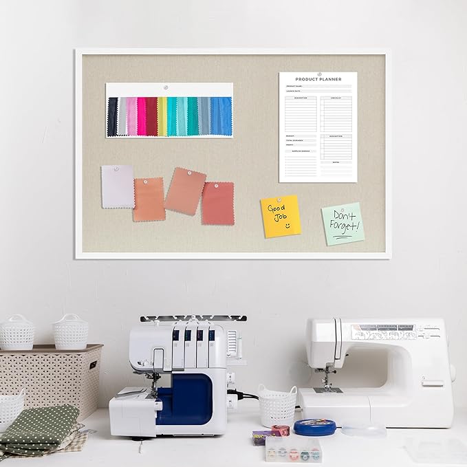 DAHAPYBOO Cork Board with Linen White 2Pack, Bulletin Board 36"x24" Hanging