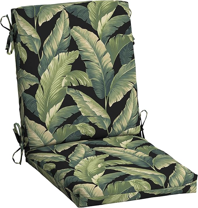 Arden Outdoor Patio Dining Chair Cushion, 20x44, Rain-Proof Seat Pad, Fade-Resistant Outdoor Cushion Onyx Cebu