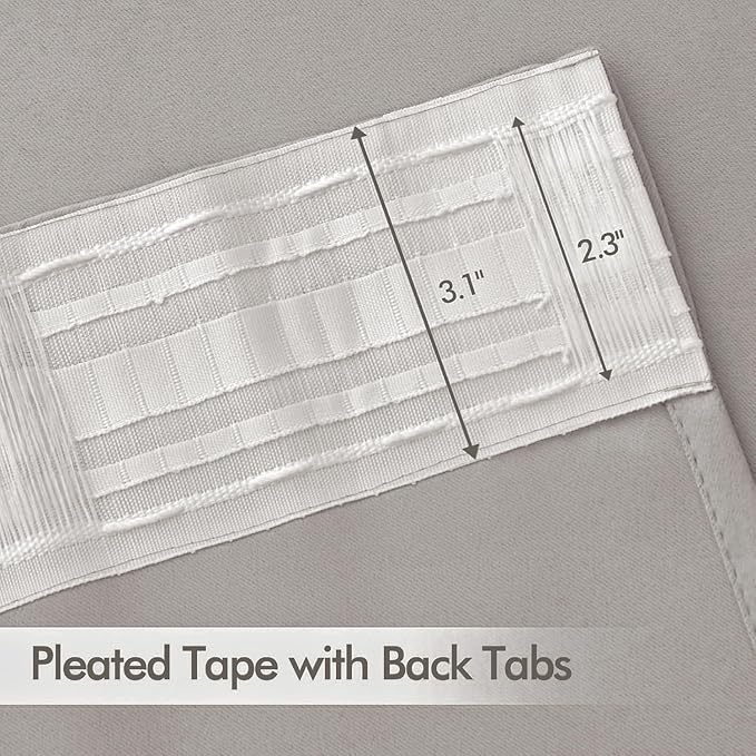 MIULEE Stone Back Tab Blackout Curtains 108 Inch Long 2 Panels Set