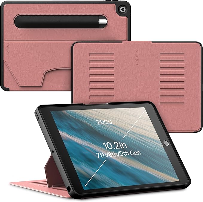 ZUGU CASE for 10.2 Inch iPad 7th / 8th / 9th Generation Case (2021/2020/2019), Protective, Thin, Sleek Design, Magnetic Stand, Sleep/Wake Cover, Magnetic Cover, Desert Rose
