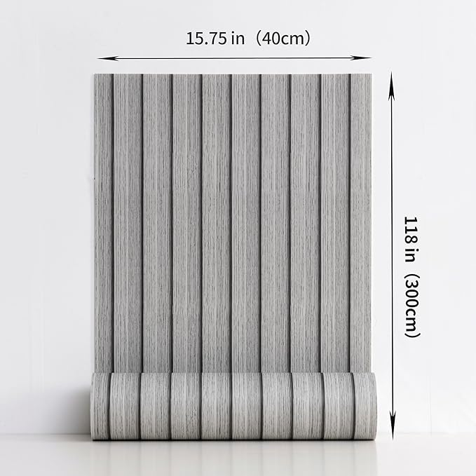Haimin Wood Grain Slat Wall Panels Peel and Stick Faux Wood Thick Wallpaper