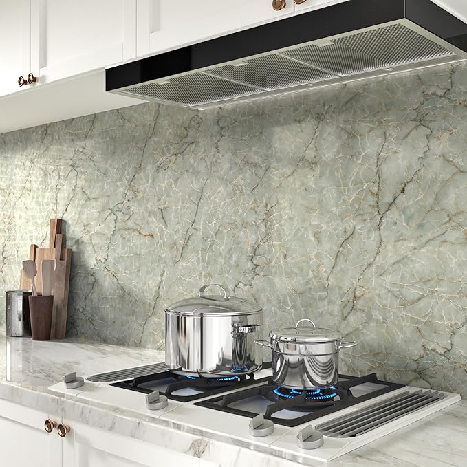 Vinyl 15.8" x 472" Green Marble Contact Paper