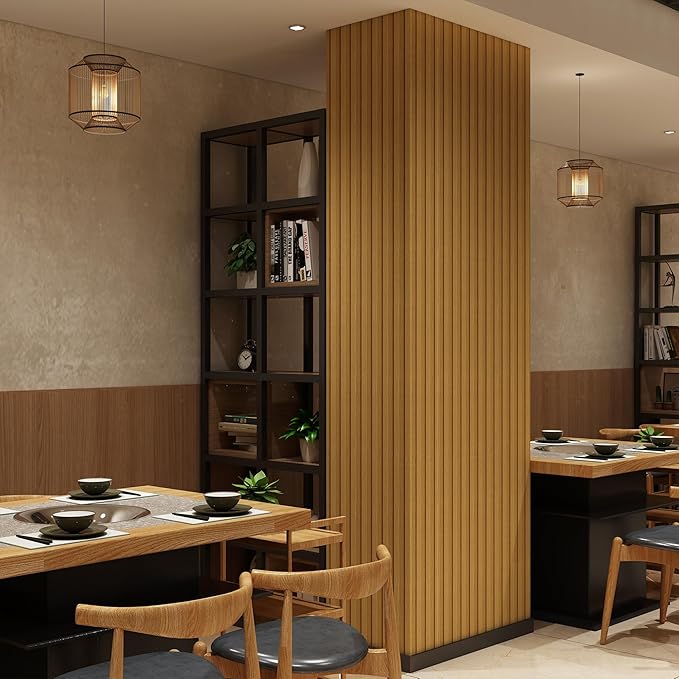 Peel and Stick PVC Slat Wall Panels, Wood Grain Self-Adhesive Soundproof
