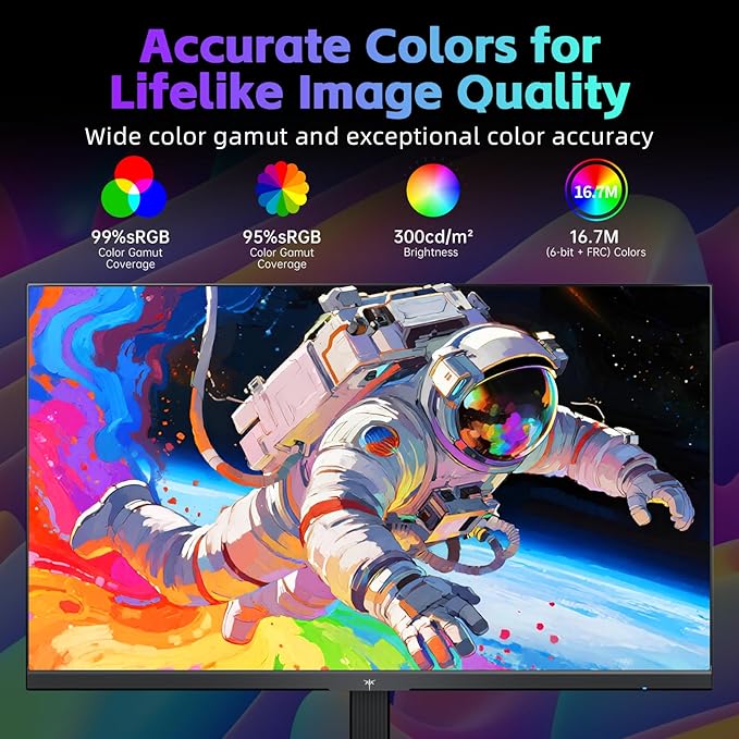 KTC 24 Inch Computer Monitor, FHD 144Hz Office Gaming Monitor, IPS, Adaptive-Sync, HDMI & DP Port, 1500:1 Contrast Ratio, Bluelight Filter, Tilt Adjustable, H24B9S