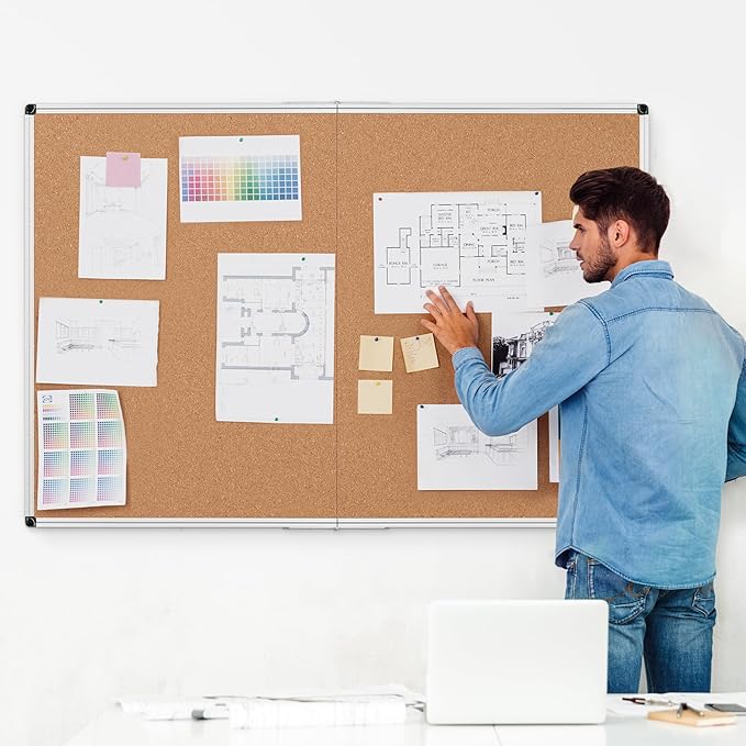 Cork Board Bulletin Board 36 x 48, Foldable Office Board
