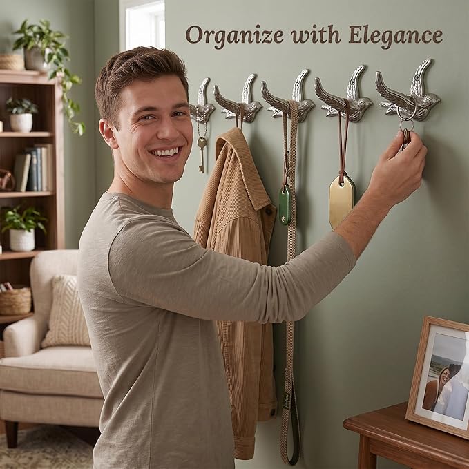 Flying Bird Decorative Wall Hooks Cast Iron, Wall Mounted