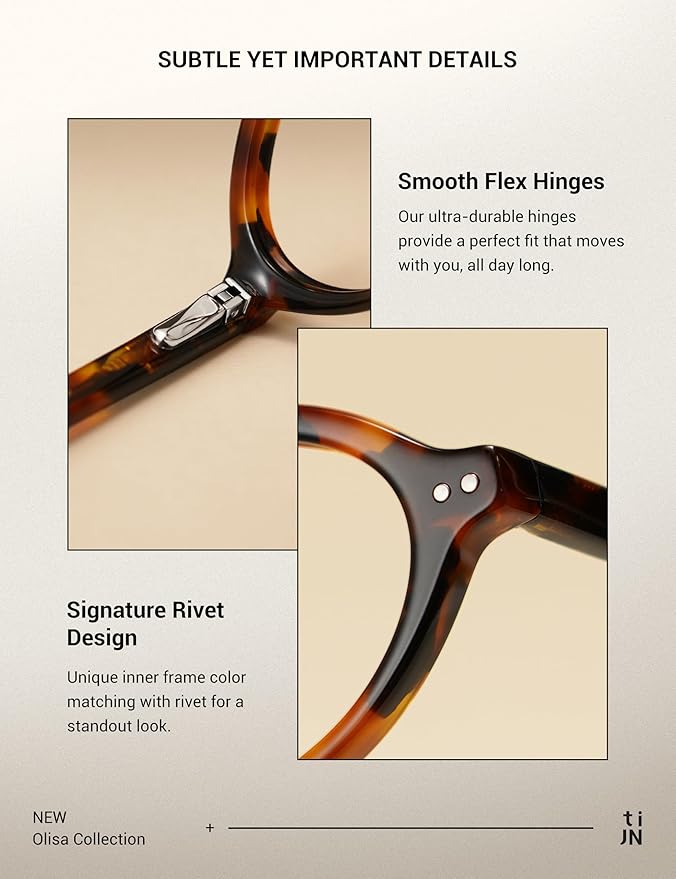 TIJN Olisa Blue Light Blocking Glasses for Women Men,Oval Glasses Frame Bluelight Glasses for Gaming/Computer/Screen