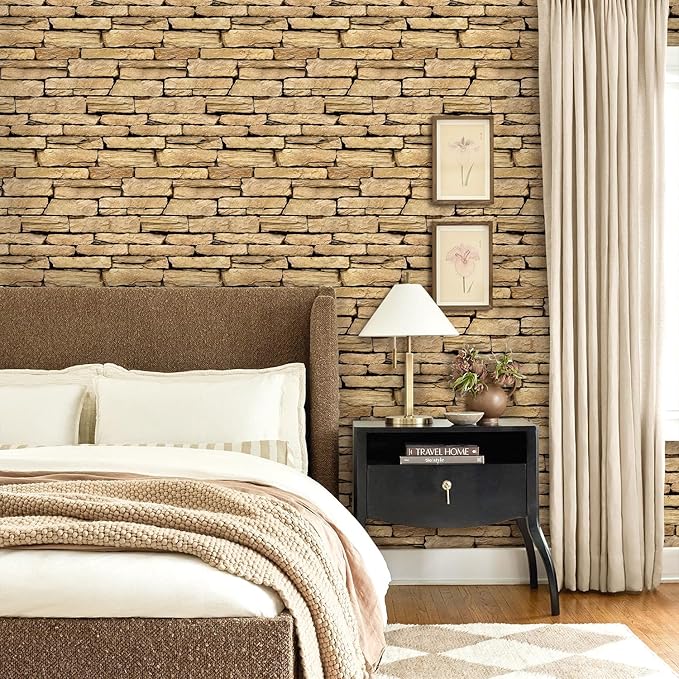 COMSTICKC Peel and Stick Faux Stone Wall Sticker Wall Panels, Not Real Stone