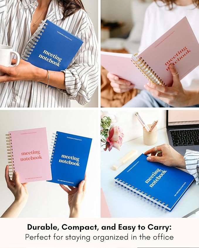Lamare Meeting Notebook for Work Organization – Perfect Work Notebook for Note Taking & Meeting Planner for Productivity