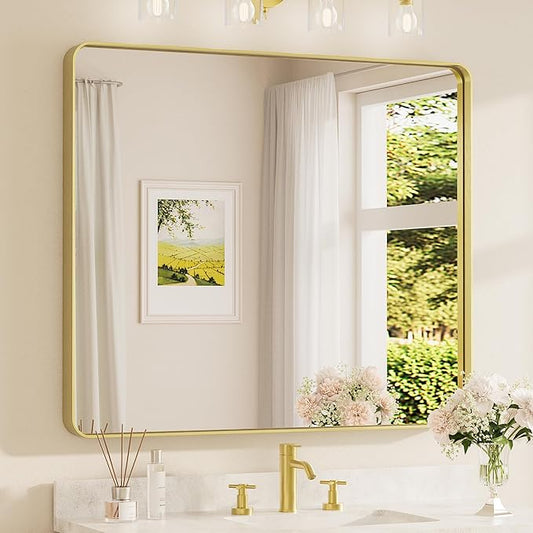 TETOTE 42 x 36 Inch Gold Mirror