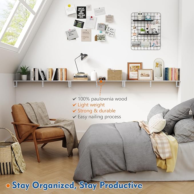 Harwaya White Floating Book Shelves