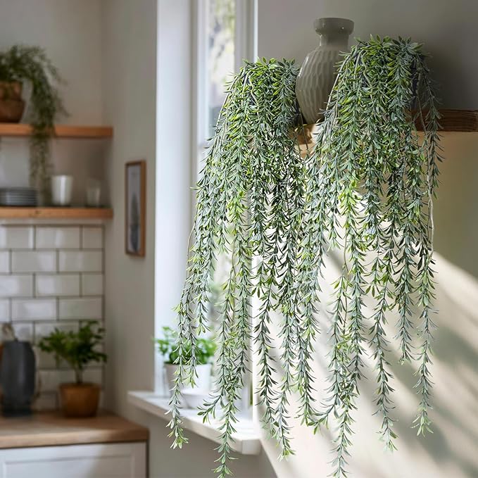 Artificial Hanging Plant 2 Pcs Faux Plant Ivy Vine Faux Eucalyptus Vines Fake
