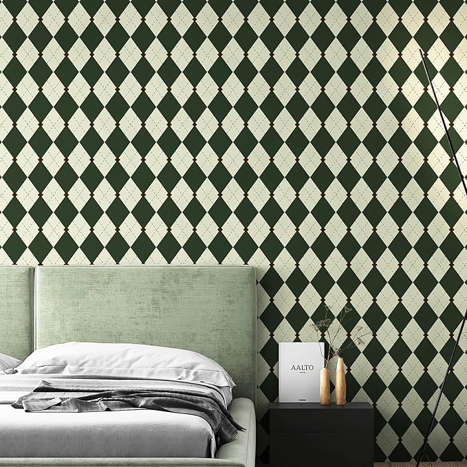 Simon&Siff Retro Peel and Stick Wallpaper Black and Green Wallpaper Vintage