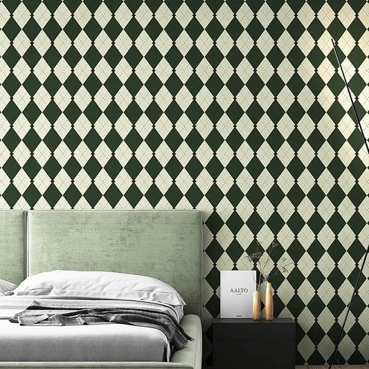 Simon&Siff Retro Peel and Stick Wallpaper Black and Green Wallpaper Vintage