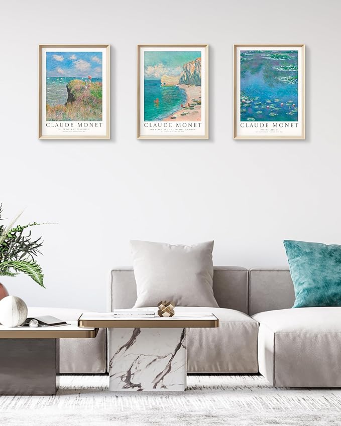 HesenDot Claude Monet Framed Wall Art, 12x16in High Framed Canvas Prints