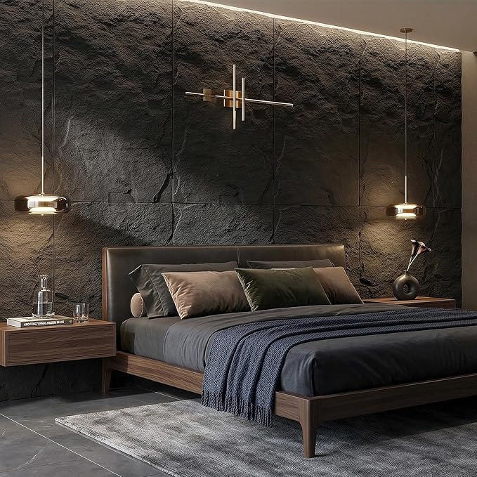 VooBang 4 Pack 3D Wall Panels, Lava Rock Molten Texture PU Wall Panels