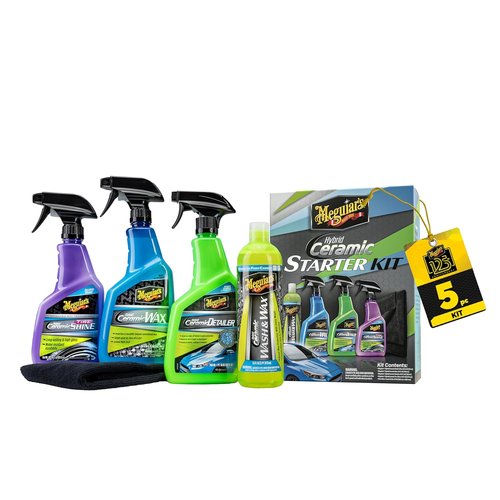 Meguiarâs Hybrid Ceramic Starter Kit | Premium Car Detailing Set with Wash, Wax, Detailer & Tire Shine