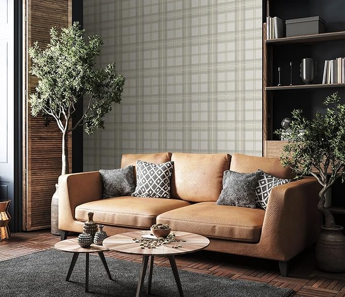 NextWall Harry & Grace Herringbone Plaid Premium Matte Non-Woven Peel and Stick